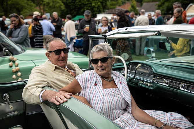 Mr and Mrs Hunt in their Skyliner at the Haslemere Classic Car Show