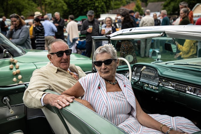 Mr and Mrs Hunt in their Skyliner at the Haslemere Classic Car Show
