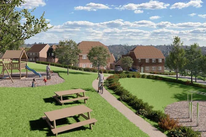 An artist's impression of Gleeson's plans for more than 80 homes south of Old Park Lane in Farnham