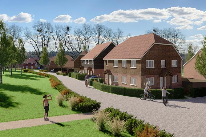 An artist's impression of Gleeson's plans for more than 80 homes south of Old Park Lane in Farnham