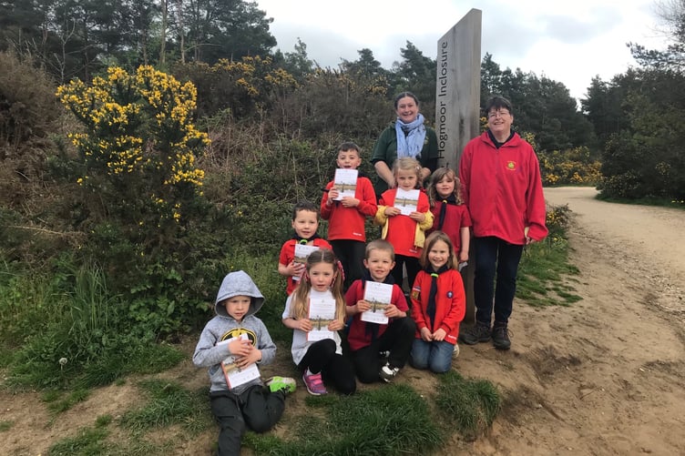 Jubilee Squirrels on brass rubbing trail, Hogmoor Inclosure, Bordon, May 2023.