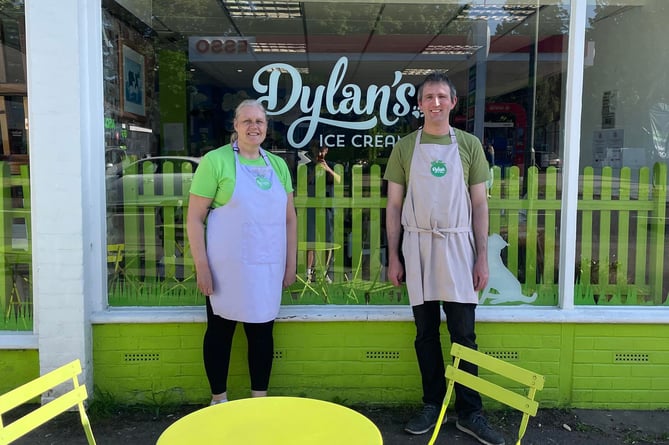 Dylan's Ice Cream founder Ben Govier with his manager Marie Hughes in their award winning parlour at Junction Place, Haslemere