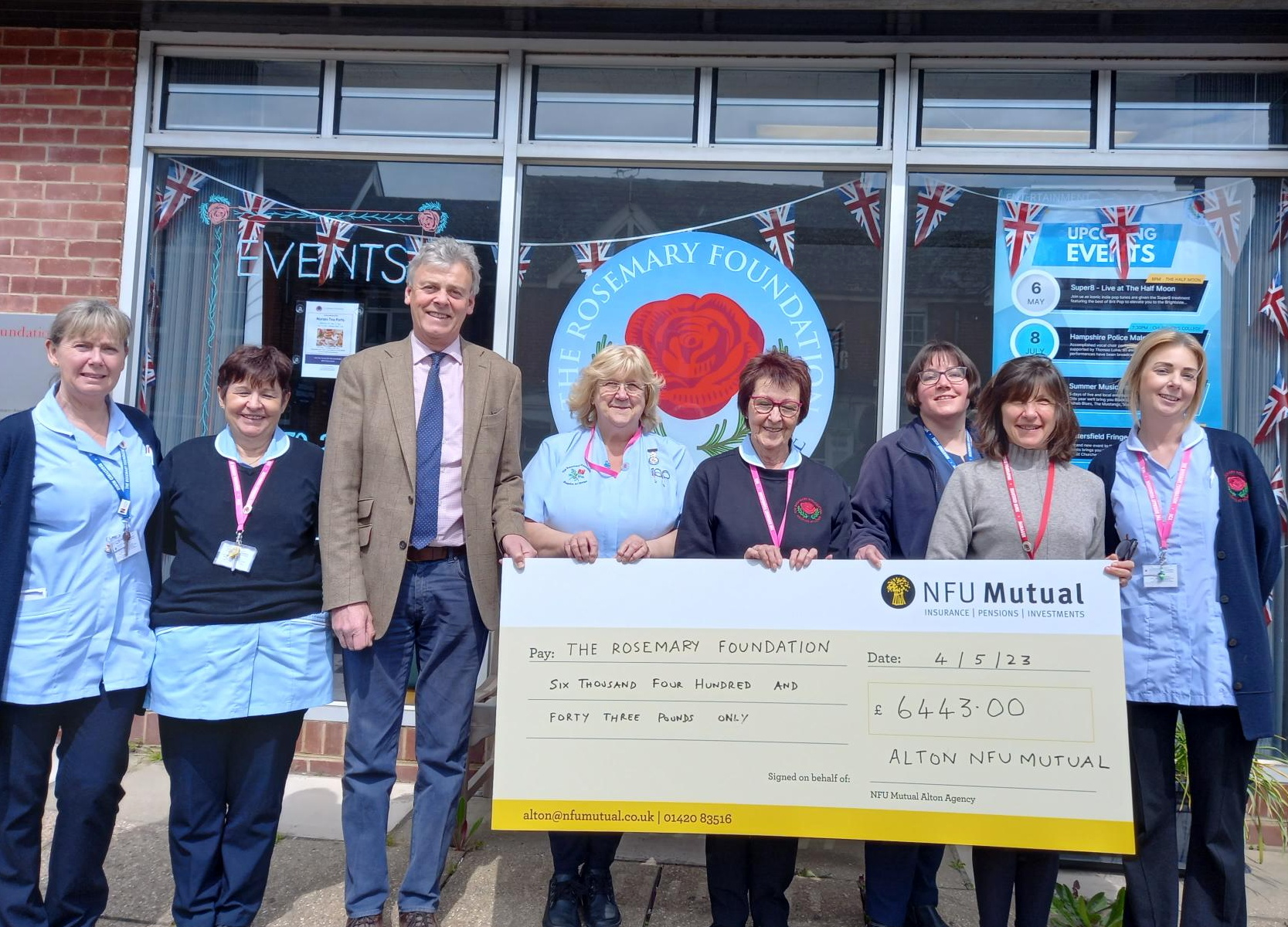 NFU Mutual in Alton donated more than £6,000 to the Rosemary Foundation