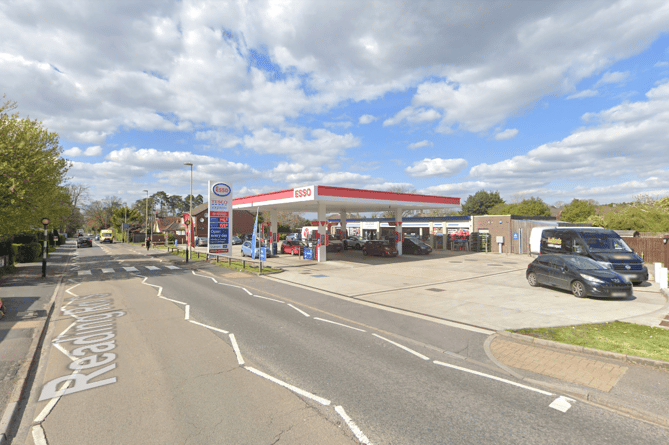 The Esso filling station and Tesco shop in Reading Road South, Church Crookham