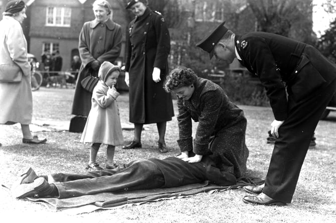 A St John Ambulance demonstration in Gostrey Meadow on May 21, 1955