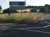 Chawton A31 roundabout grass finally cut by Hampshire County Council