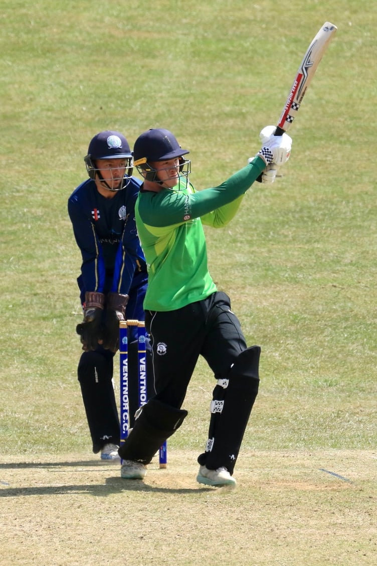 Connor Cook hits out for Rowledge during their win at Ventnor in Division One of the Southern Premier Cricket League