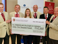 Freemasons donate £45,000 to Hampshire and Isle of Wight Air Ambulance