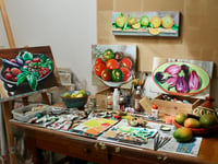 Artist Margie O'Brien exhibiting at Farnham Memorial Hall on Saturday