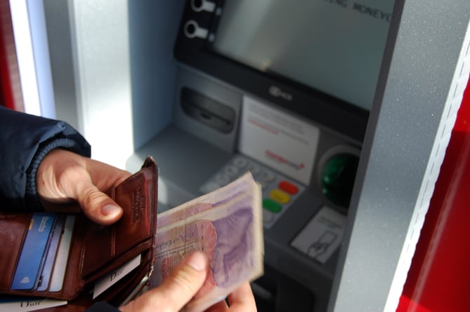 Cash machine ATM wallet notes money