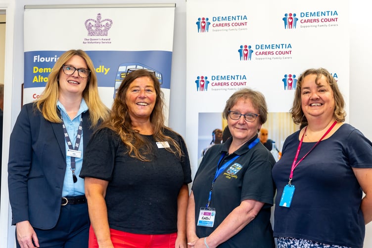 From left: Julie Harness and Clare Taylor (Newbury Building Society), Karen Murrell (Dementia-friendly Alton) and Kate Legg (Dementia Carers Count).