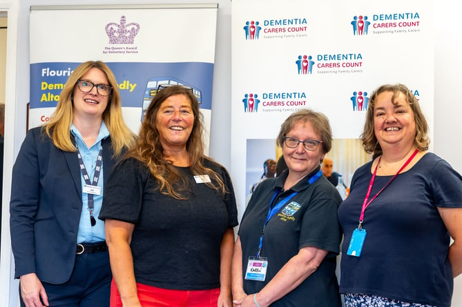 From left: Julie Harness and Clare Taylor (Newbury Building Society), Karen Murrell (Dementia-friendly Alton) and Kate Legg (Dementia Carers Count).