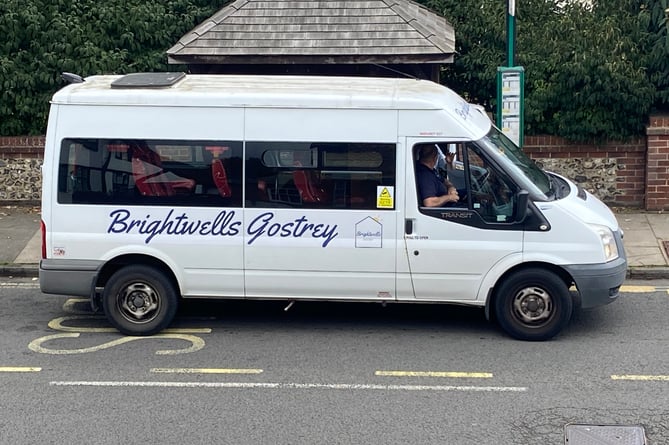 A Brightwells Gostrey Centre minibus in Union Road, Farnham