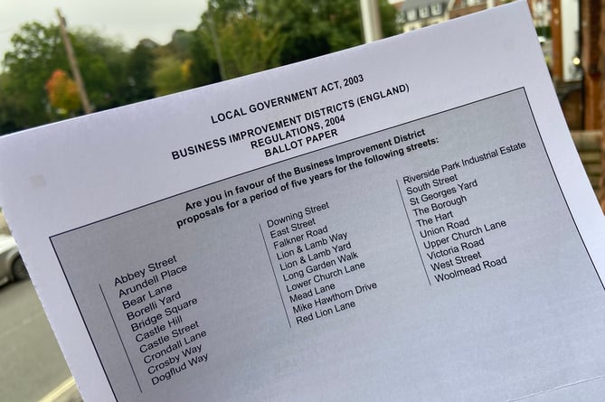 Ballot papers have been sent out to Farnham businesses asking if they are in favour of creating a Business Improvement District in the town