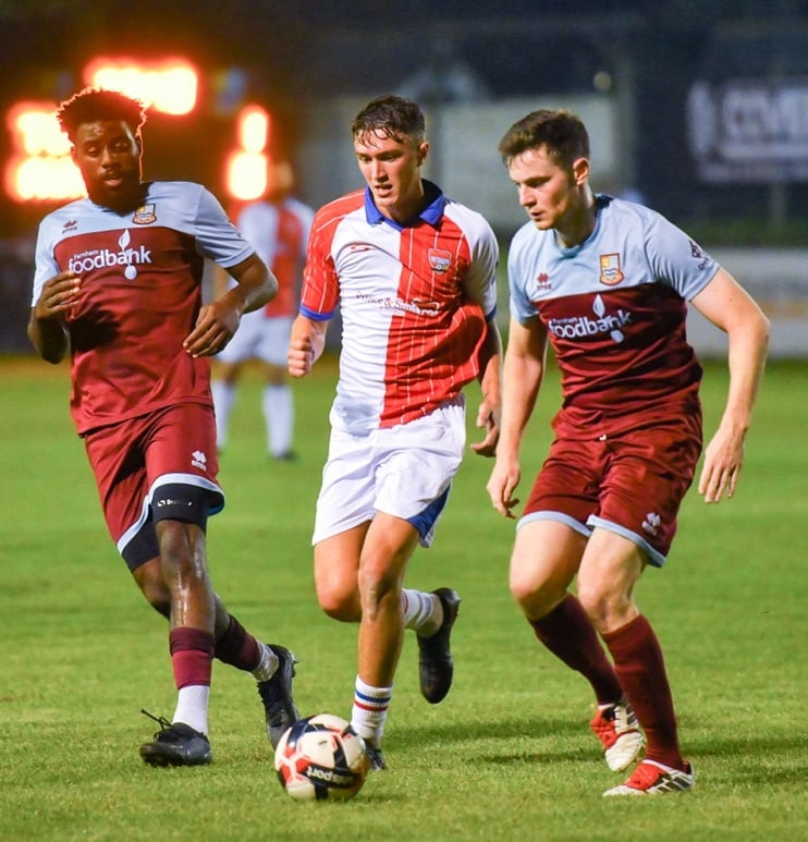 Action from Farnham Town's 3-0 win at home to Knaphill earlier this season