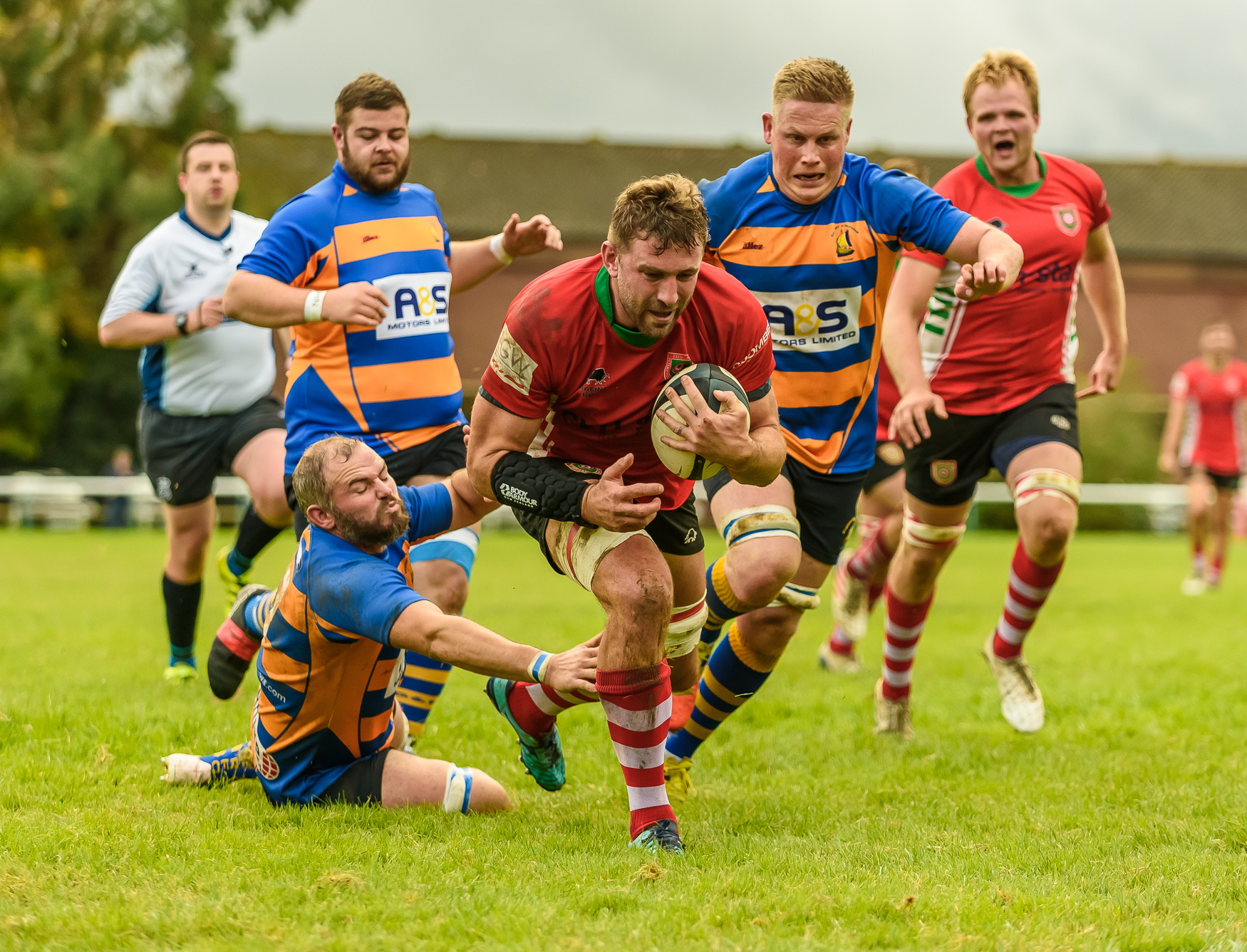 Player-coach Liam Perkins scores
