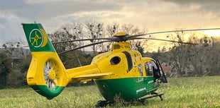 Air ambulance attending emergency incident at UCA Farnham