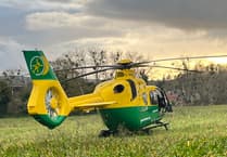Air ambulance attending emergency incident at UCA Farnham