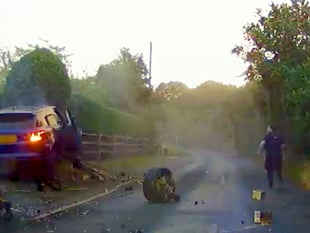Shocking video shows thief crash stolen car during police chase