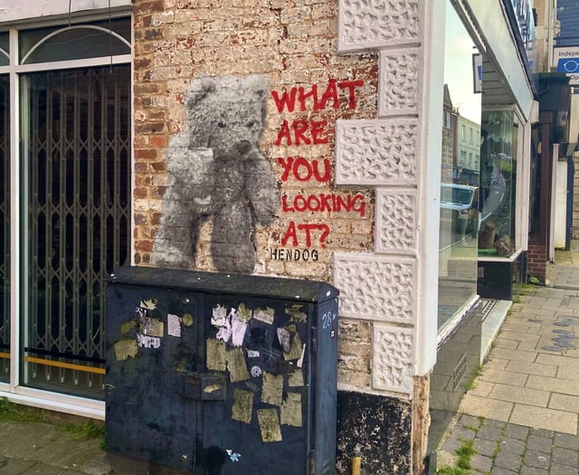 Street artist Hendog creates beary interesting piece in Petersfield