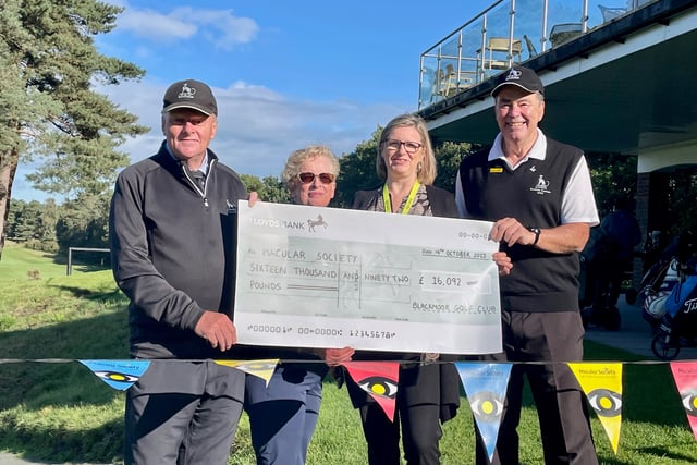 Blackmoor Golf Club hands over £16,000 cheque to sight loss charity