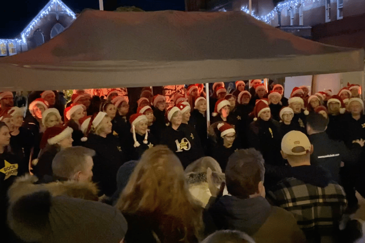 Alton Rock Choir entertain the crowd at the Alton Christmas lights switch-on