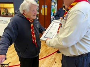 Mon Spiers rewarded for 50 years of service to Scouting in Alton