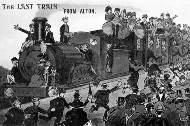 This 1900s cartoon captures a frenetic scene at Alton station – or does it...