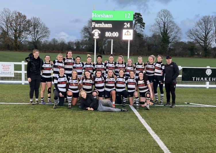 Farnham Falcons pose for a victorious team photo at Horsham