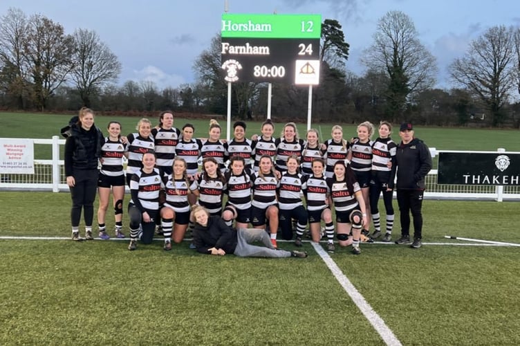 Farnham Falcons pose for a victorious team photo at Horsham