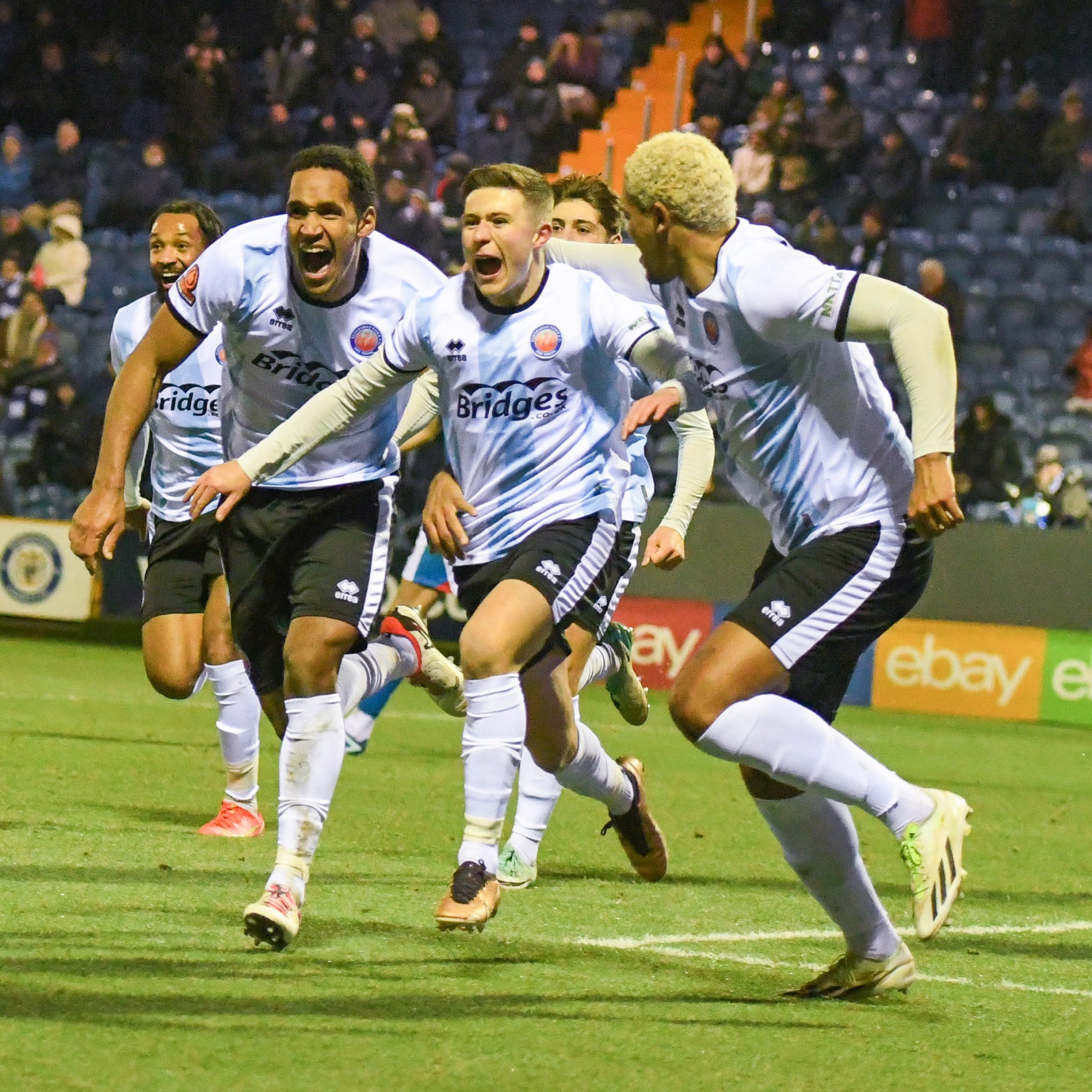 Olly Scott celebrates his winner at Stockport