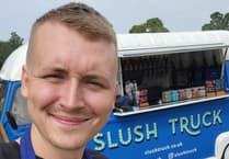 Slushie and sweet seller Zack Hayter heads for Market Square in Alton