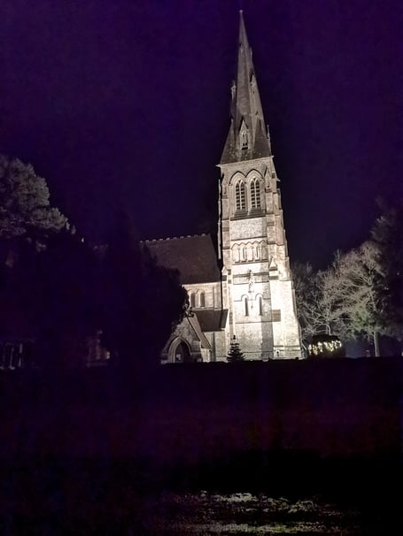 Lit up Privett Church
