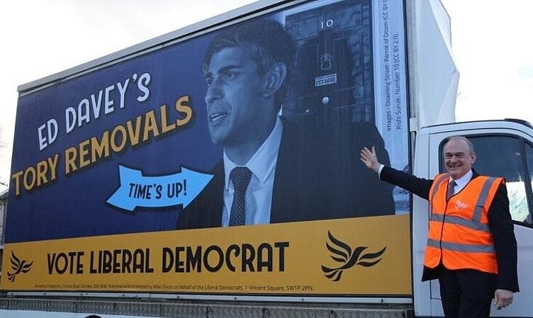 Lib Dem leader Sir Ed Davey launches his party's 'Tory removal service' in Surrey