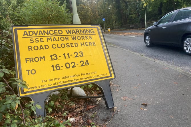 Lindford Road roadworks sign