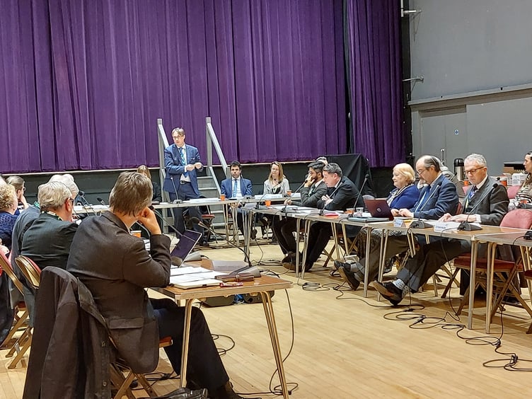 East Hampshire District Council leader Richard Millard address the tax-setting full council meeting on Thursday, February 29