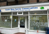 'Die Tory Scum' painted on Jeremy Hunt's Surrey office