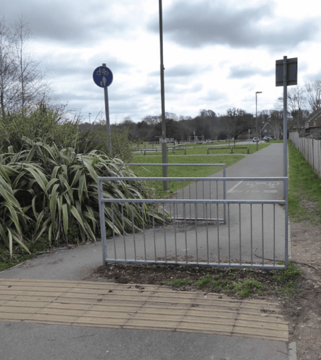 Barriers – such as this one at Alton's Barley Fields estate – provide an unnecessary hindrance to cyclists