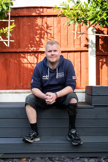 Tony Williams, a former Army medic, was shot multiple times on active service. He was supported by Help for Heroes with a leg brace, which would have been funded through the VMF had it been running. Tony says this has transformed his life – he got married last year, can now play football with his girls, and has lost more than two stone.