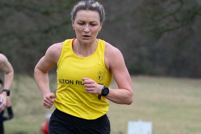 Laura De Lisle leads the way for Alton Runners' women’s team (Photo: Douglas Maclean)