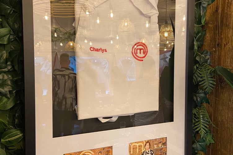Chariya's MasterChef apron hangs proudly in her new Khao Soi restaurant in Cross and Pillory Lane, Alton