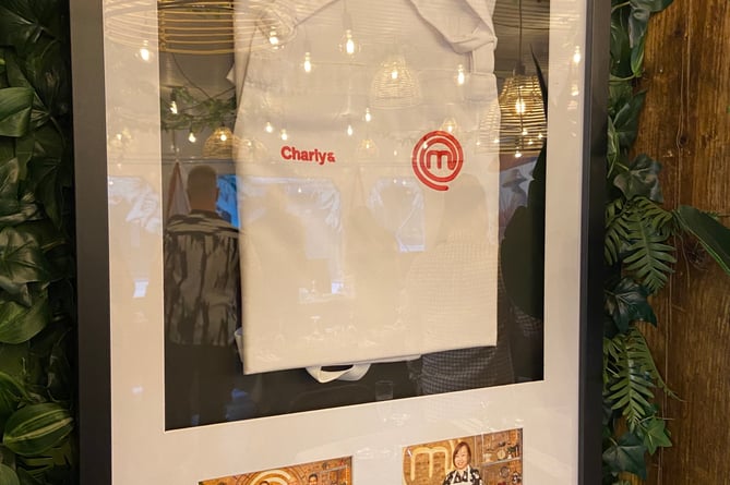 Chariya's MasterChef apron hangs proudly in her new Khao Soi restaurant in Cross and Pillory Lane, Alton