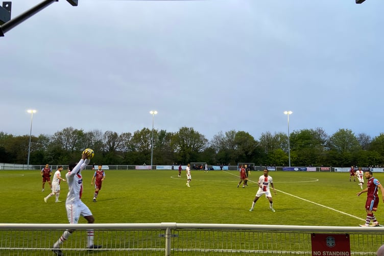 Action from Badshot Lea's Isthmian League South Central Division match against Leatherhead