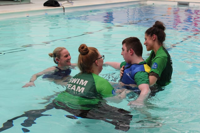 Swimming star visits Treloar's