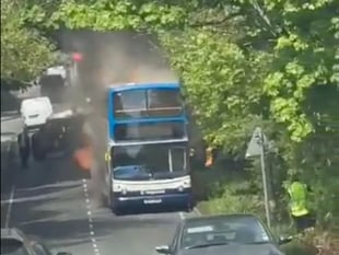 Driver and passengers escape after bus catches fire on Bordon road