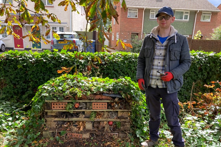 Liam and the Bug Hotel at St Mark's Churchyard