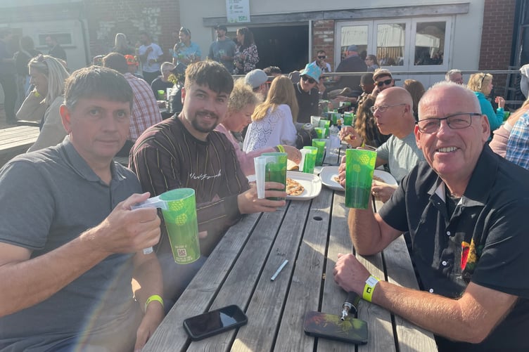 People enjoying the Hogs Back Brewery's 10th hop harvest festival