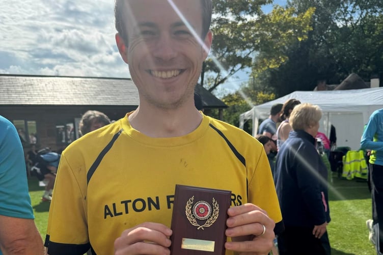 James Perrett with his third place Hampshire Road Race League 2023-24 trophy