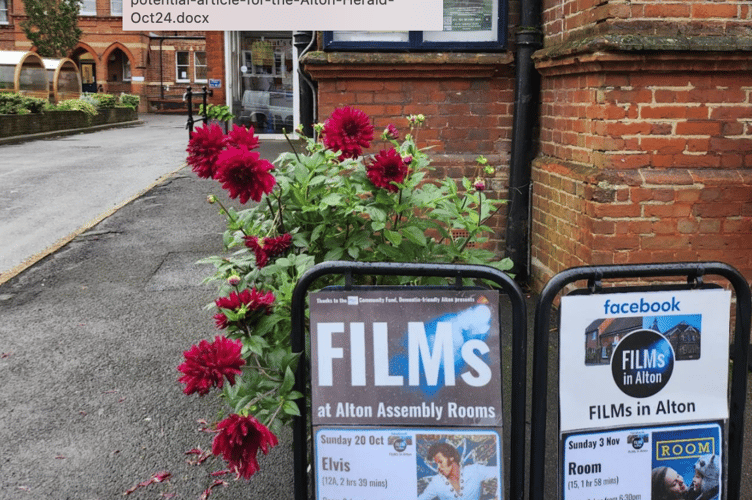 Alton Assembly Rooms, Elvis film advert, October 2024.