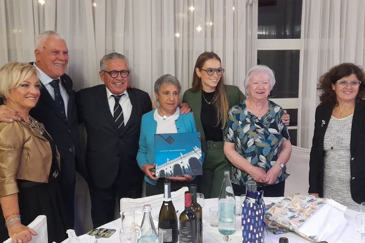 Alton Town Twinning Association visit to Montecchio Maggiore, official dinner. Picture includes Merula Frankel, Pauline Esland and Sindaco Parise. October 11th 2024.
